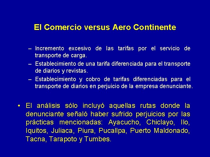 El Comercio versus Aero Continente – Incremento excesivo de las tarifas por el servicio