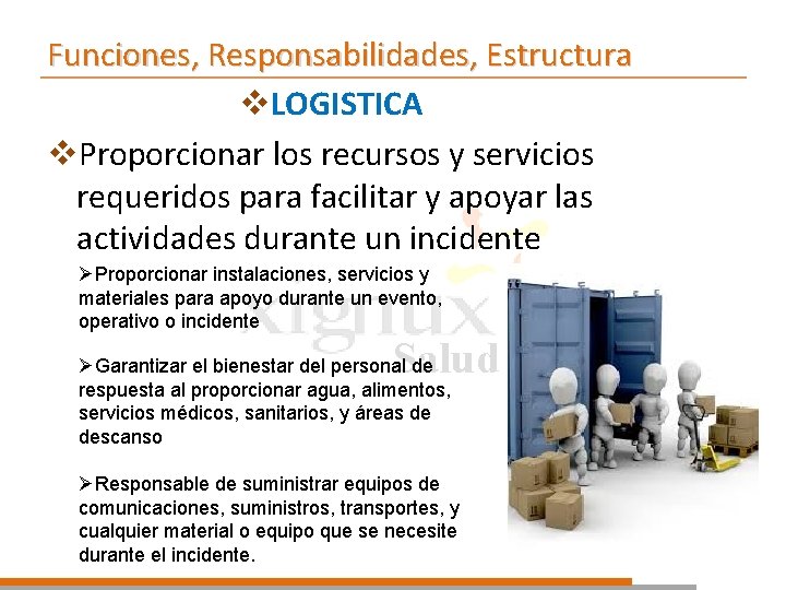 Funciones, Responsabilidades, Estructura v. LOGISTICA v. Proporcionar los recursos y servicios requeridos para facilitar