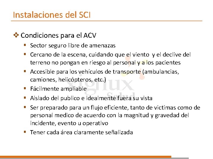 Instalaciones del SCI v Condiciones para el ACV § Sector seguro libre de amenazas