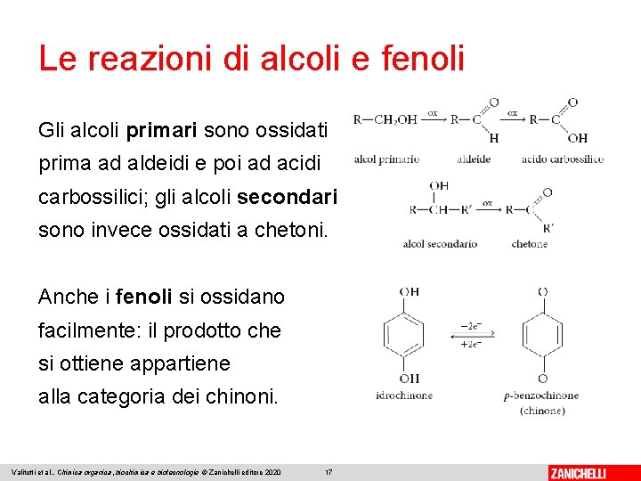 Le reazioni di alcoli e fenoli Gli alcoli primari sono ossidati prima ad aldeidi