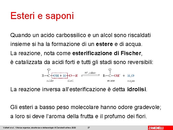 Esteri e saponi Quando un acido carbossilico e un alcol sono riscaldati insieme si