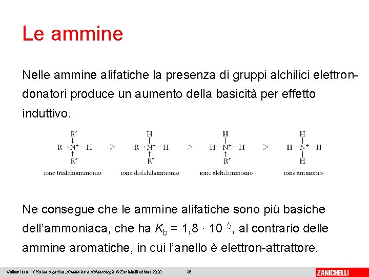 Le ammine Nelle ammine alifatiche la presenza di gruppi alchilici elettrondonatori produce un aumento