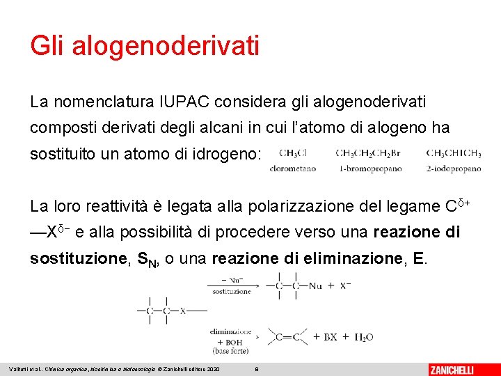 Gli alogenoderivati La nomenclatura IUPAC considera gli alogenoderivati composti derivati degli alcani in cui