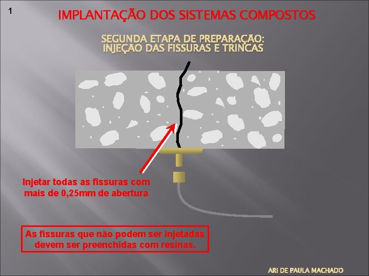 1 IMPLANTAÇÃO DOS SISTEMAS COMPOSTOS SEGUNDA ETAPA DE PREPARAÇÃO: INJEÇÃO DAS FISSURAS E TRINCAS