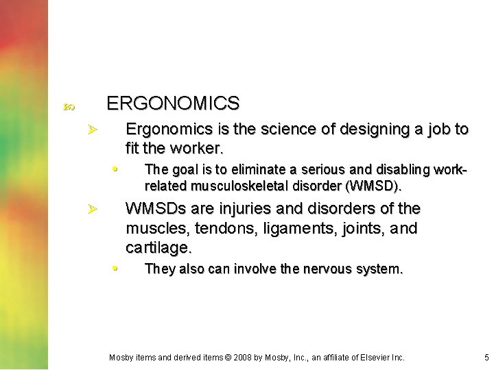 ERGONOMICS Ergonomics is the science of designing a job to fit the worker. Ø