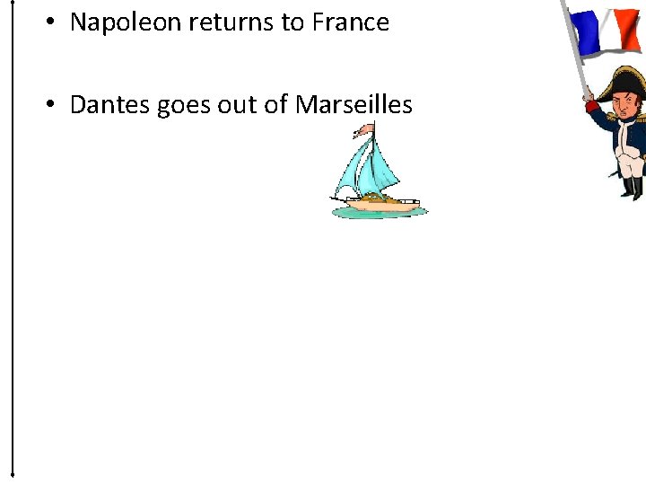  • Napoleon returns to France • Dantes goes out of Marseilles 
