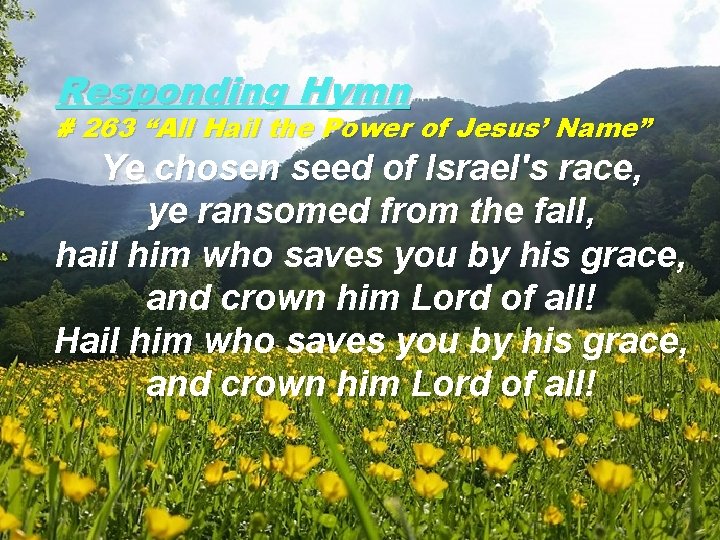 Responding Hymn # 263 “All Hail the Power of Jesus’ Name” Ye chosen seed