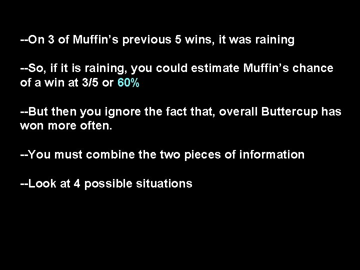 --On 3 of Muffin’s previous 5 wins, it was raining --So, if it is