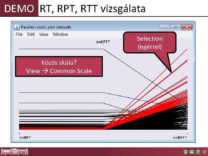 DEMO RT, RPT, RTT vizsgálata Selection (egérrel) Közös skála? View Common Scale 