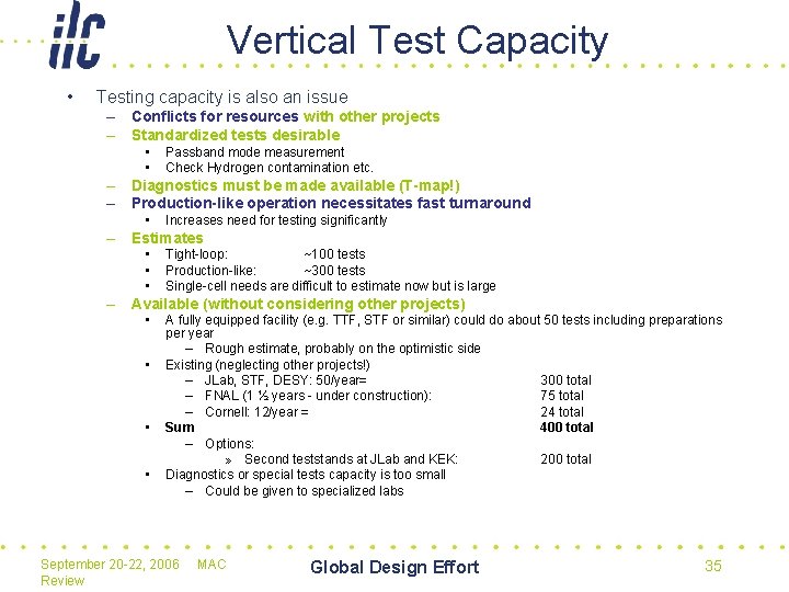 Vertical Test Capacity • Testing capacity is also an issue – Conflicts for resources