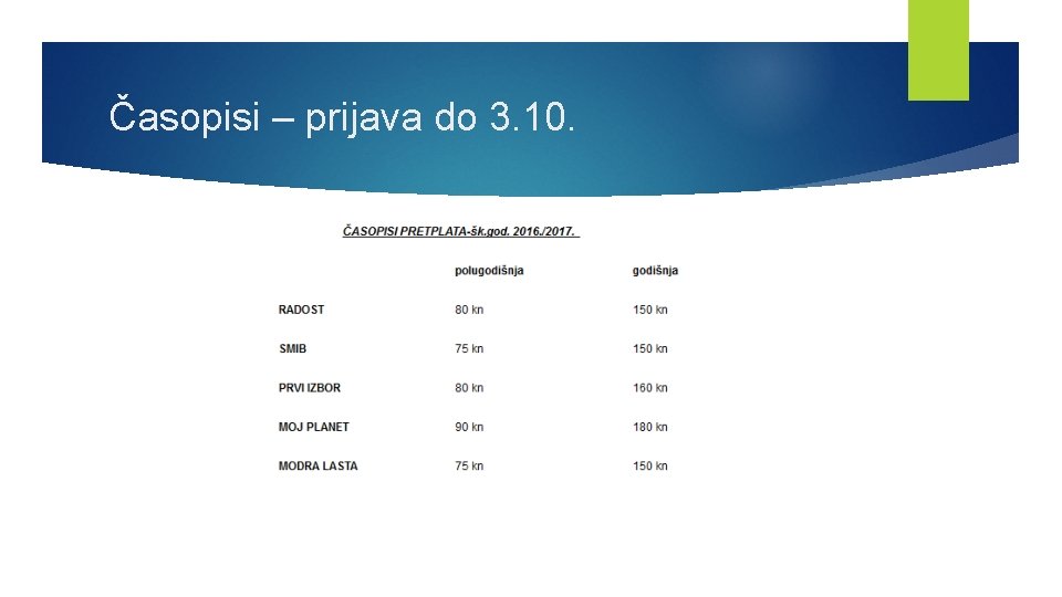 Časopisi – prijava do 3. 10. 