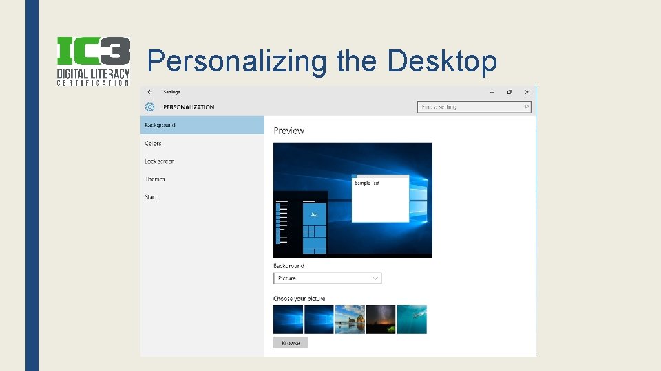 Personalizing the Desktop 