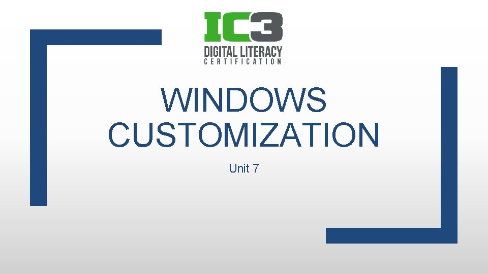 WINDOWS CUSTOMIZATION Unit 7 