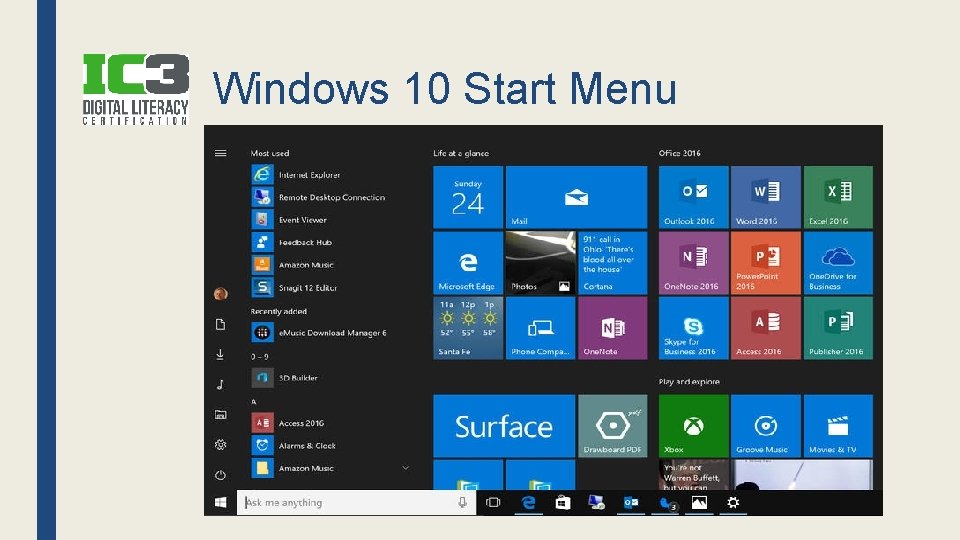 Windows 10 Start Menu 