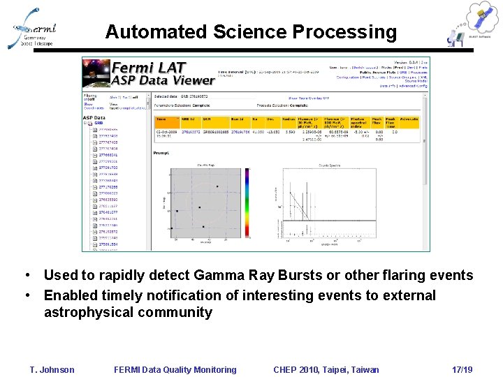 Automated Science Processing • Used to rapidly detect Gamma Ray Bursts or other flaring Automated Science Processing • Used to rapidly detect Gamma Ray Bursts or other flaring