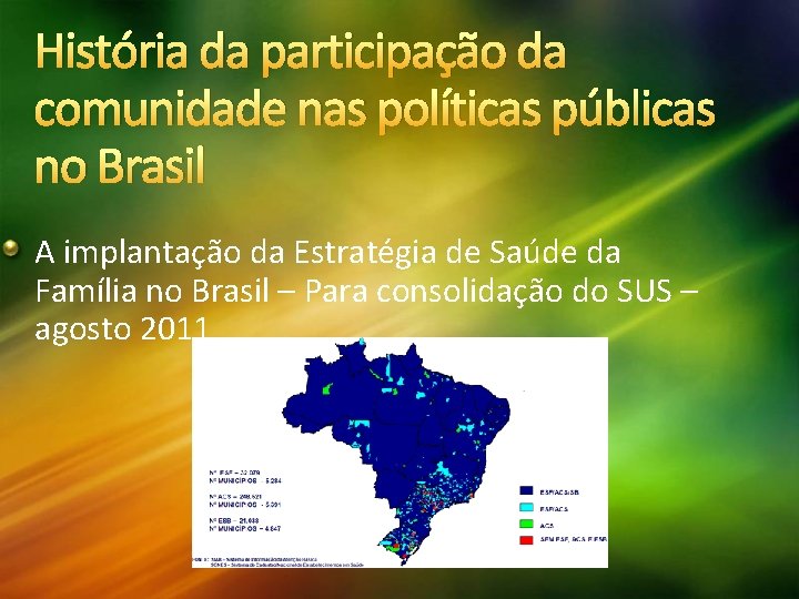 História da participação da comunidade nas políticas públicas no Brasil A implantação da Estratégia