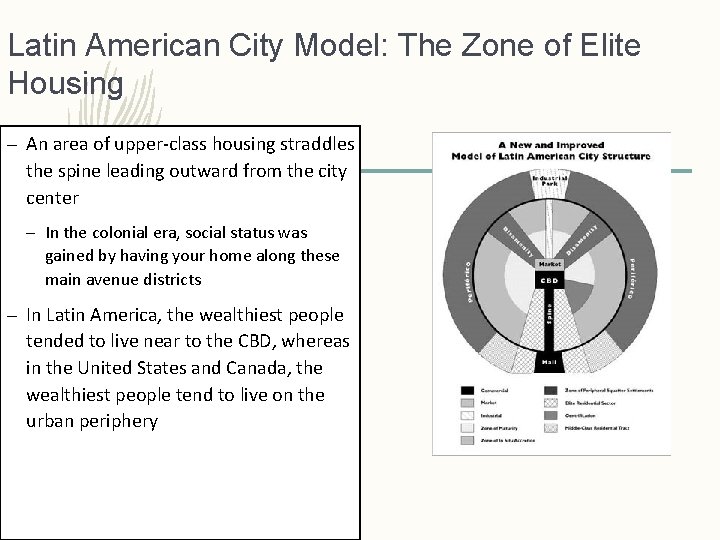 Latin American City Model: The Zone of Elite Housing – An area of upper-class