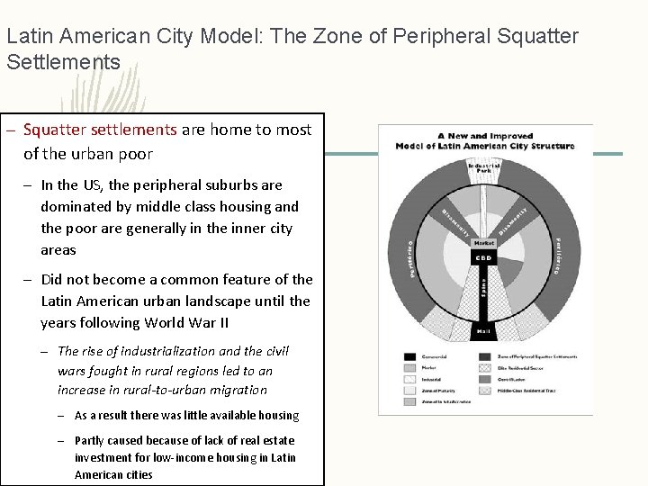 Latin American City Model: The Zone of Peripheral Squatter Settlements – Squatter settlements are