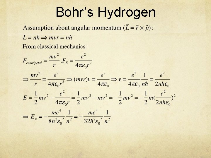 Bohr’s Hydrogen 