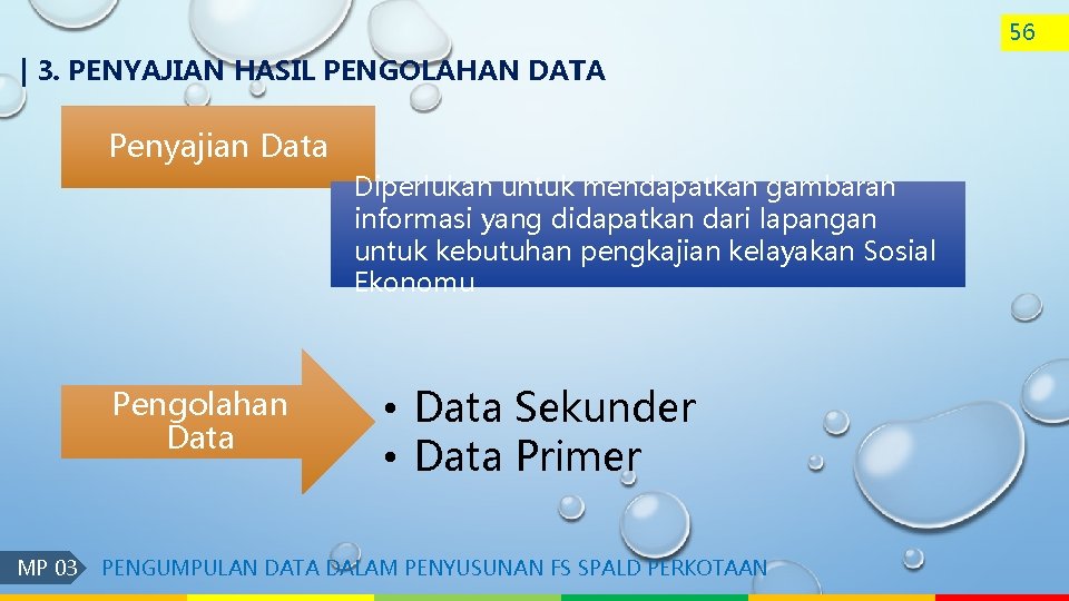 56 | 3. PENYAJIAN HASIL PENGOLAHAN DATA Penyajian Data Diperlukan untuk mendapatkan gambaran informasi