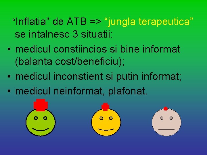 “Inflatia” de ATB => “jungla terapeutica” se intalnesc 3 situatii: • medicul constiincios si