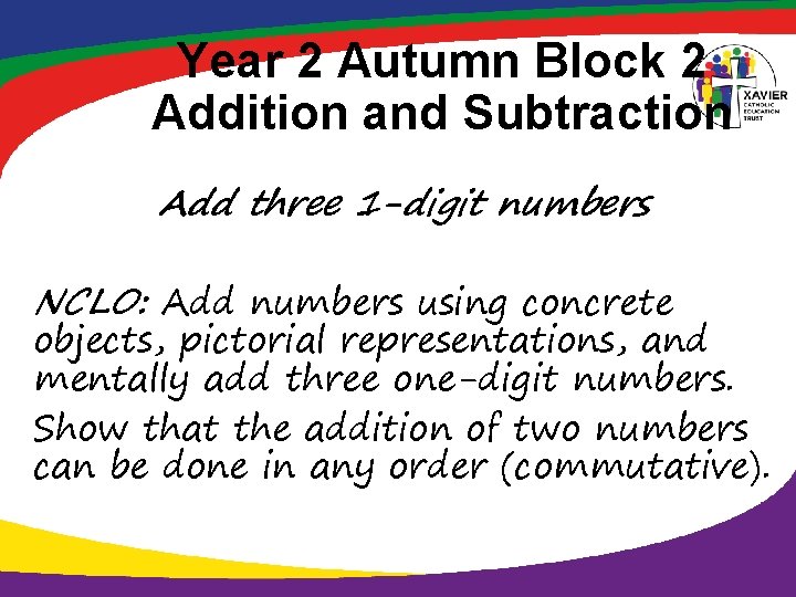Year 2 Autumn Block 2 Addition and Subtraction Add three 1 -digit numbers NCLO: