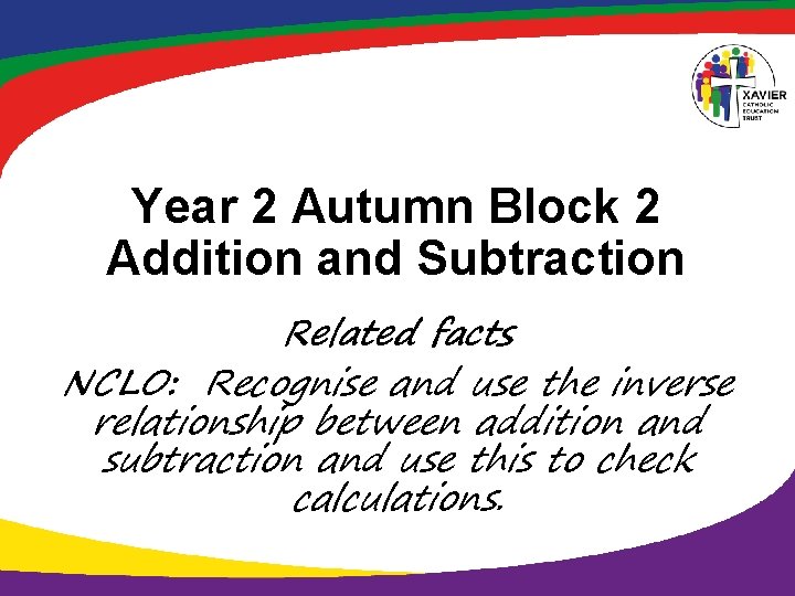 Year 2 Autumn Block 2 Addition and Subtraction Related facts NCLO: Recognise and use