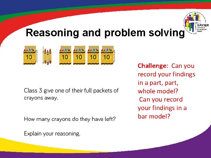 Reasoning and problem solving Challenge: Can you record your findings in a part, whole