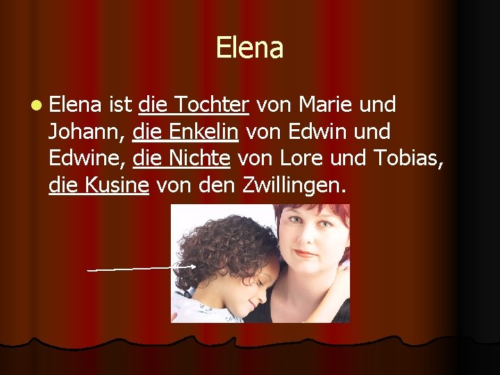 Elena l Elena ist die Tochter von Marie und Johann, die Enkelin von Edwin