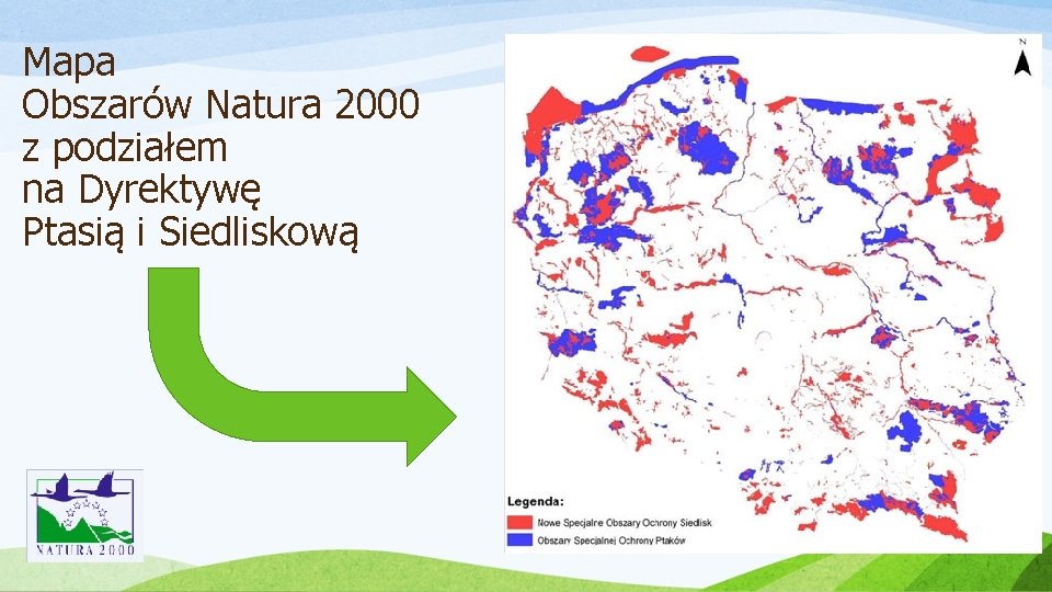 Mapa Obszarów Natura 2000 z podziałem na Dyrektywę Ptasią i Siedliskową 