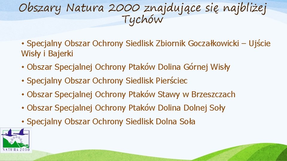 Obszary Natura 2000 znajdujące się najbliżej Tychów • Specjalny Obszar Ochrony Siedlisk Zbiornik Goczałkowicki