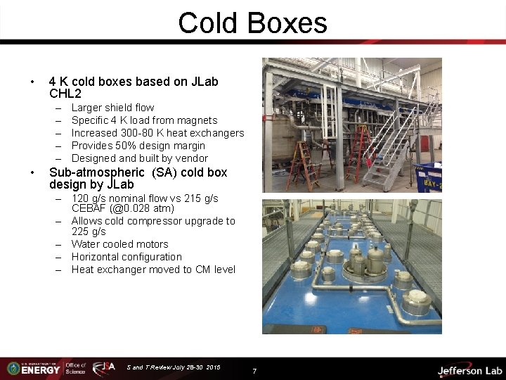Cold Boxes • 4 K cold boxes based on JLab CHL 2 – –