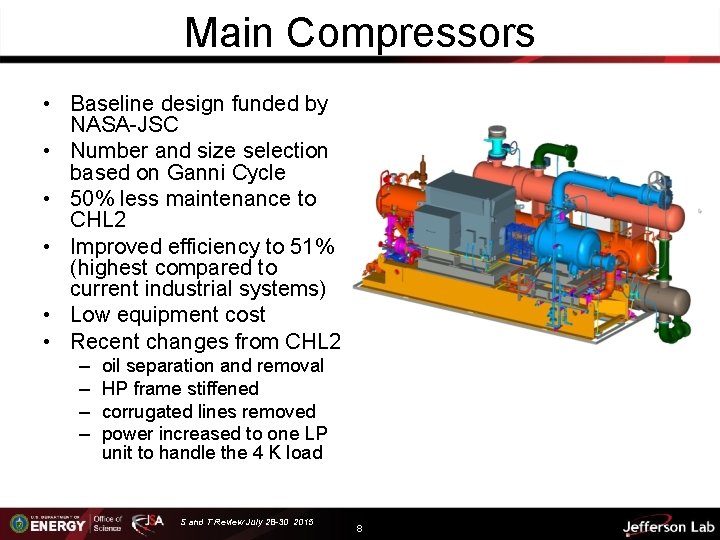 Main Compressors • Baseline design funded by NASA-JSC • Number and size selection based