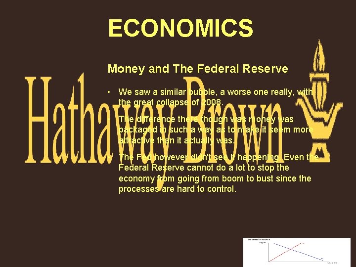 ECONOMICS Money and The Federal Reserve • We saw a similar bubble, a worse