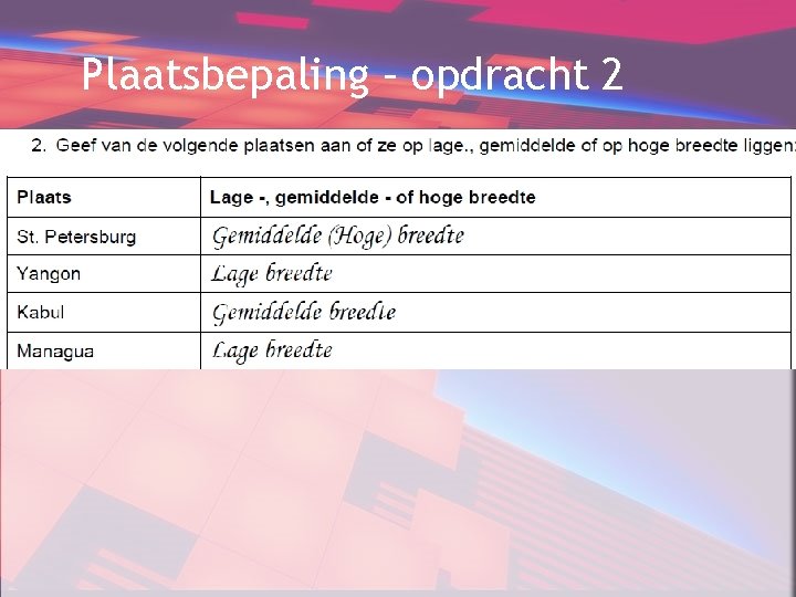 Plaatsbepaling – opdracht 2 