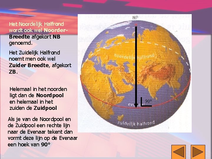 Het Noordelijk Halfrond wordt ook wel Noorder. Breedte afgekort NB genoemd. Het Zuidelijk Halfrond