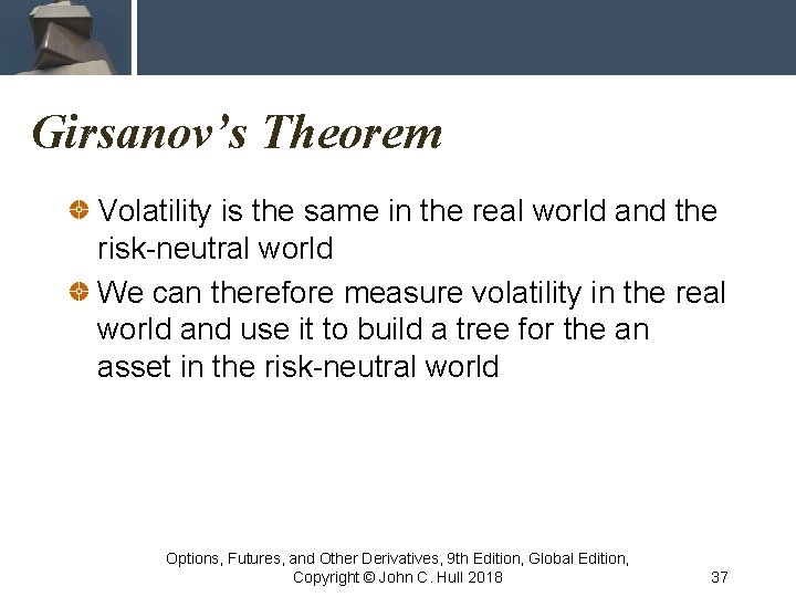 Girsanov’s Theorem Volatility is the same in the real world and the risk-neutral world