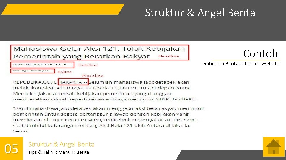 Struktur & Angel Berita Contoh Pembuatan Berita di Konten Website 05 Struktur & Angel