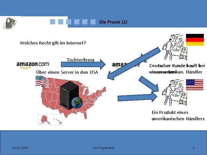 Die Praxis (1) Welches Recht gilt im Internet? Tochterfirma Über einen Server in den