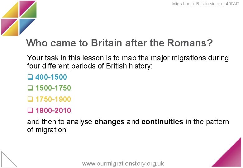 Migration to Britain since c. 400 AD Who came to Britain after the Romans?