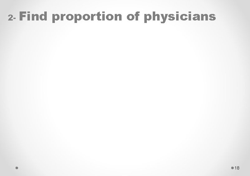 2 - Find proportion of physicians 18 