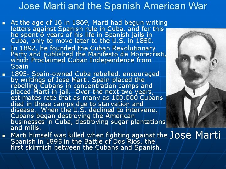 Jose Marti and the Spanish American War n n At the age of 16