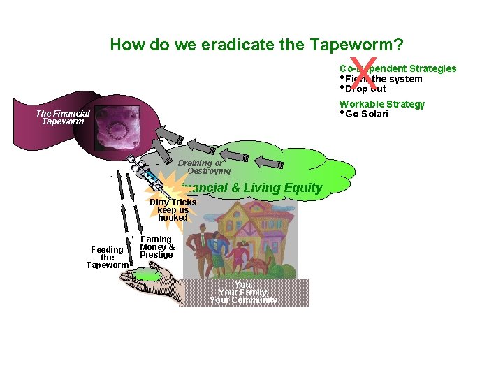 How do we eradicate the Tapeworm? X Co-Dependent Strategies • Fight the system •