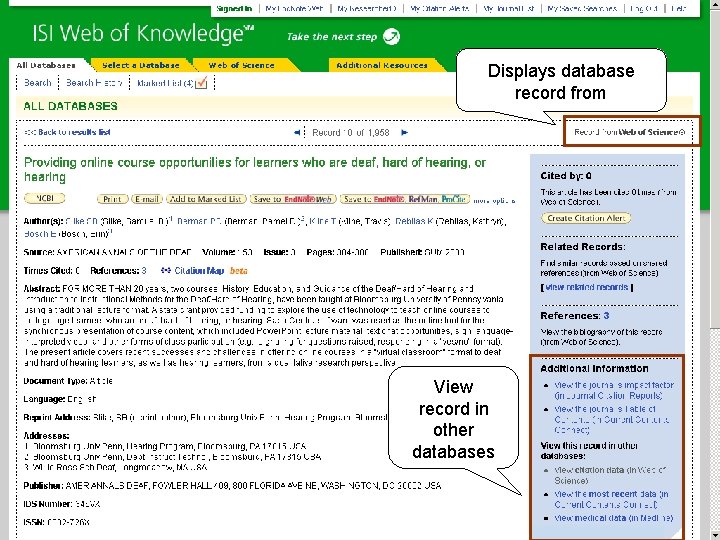 Displays database record from View record in other databases Displays database record from View record in other databases