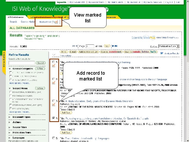 View marked list Add record to marked list View marked list Add record to marked list