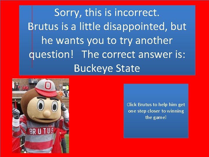 Sorry, this is incorrect. Brutus is a little disappointed, but he wants you to