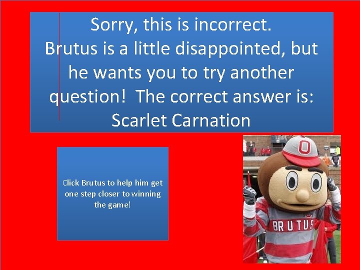 Sorry, this is incorrect. Brutus is a little disappointed, but he wants you to