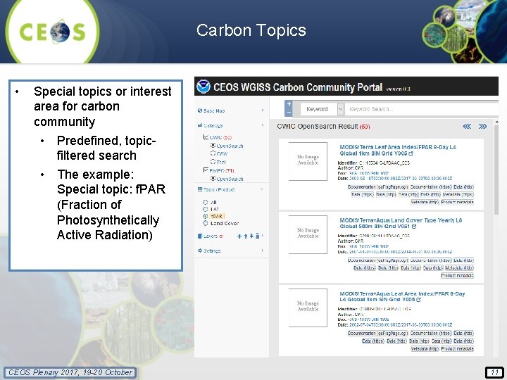 Carbon Topics • Special topics or interest area for carbon community • Predefined, topicfiltered
