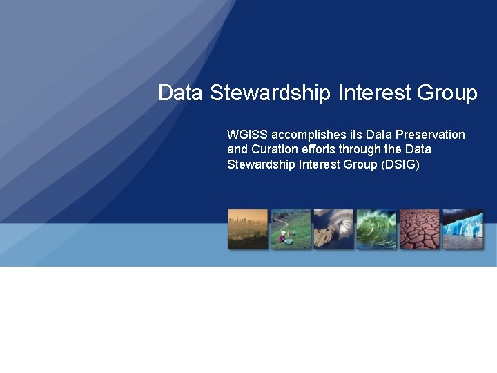 Data Stewardship Interest Group WGISS accomplishes its Data Preservation and Curation efforts through the