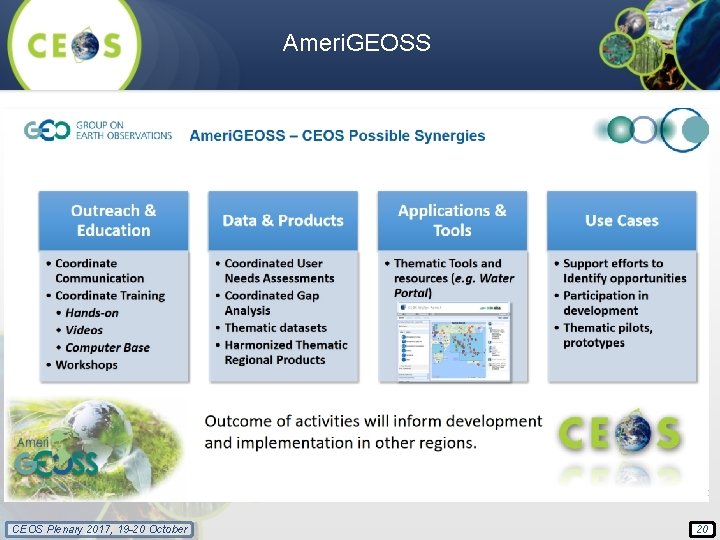 Ameri. GEOSS CEOS Plenary 2017, 19 -20 October 20 